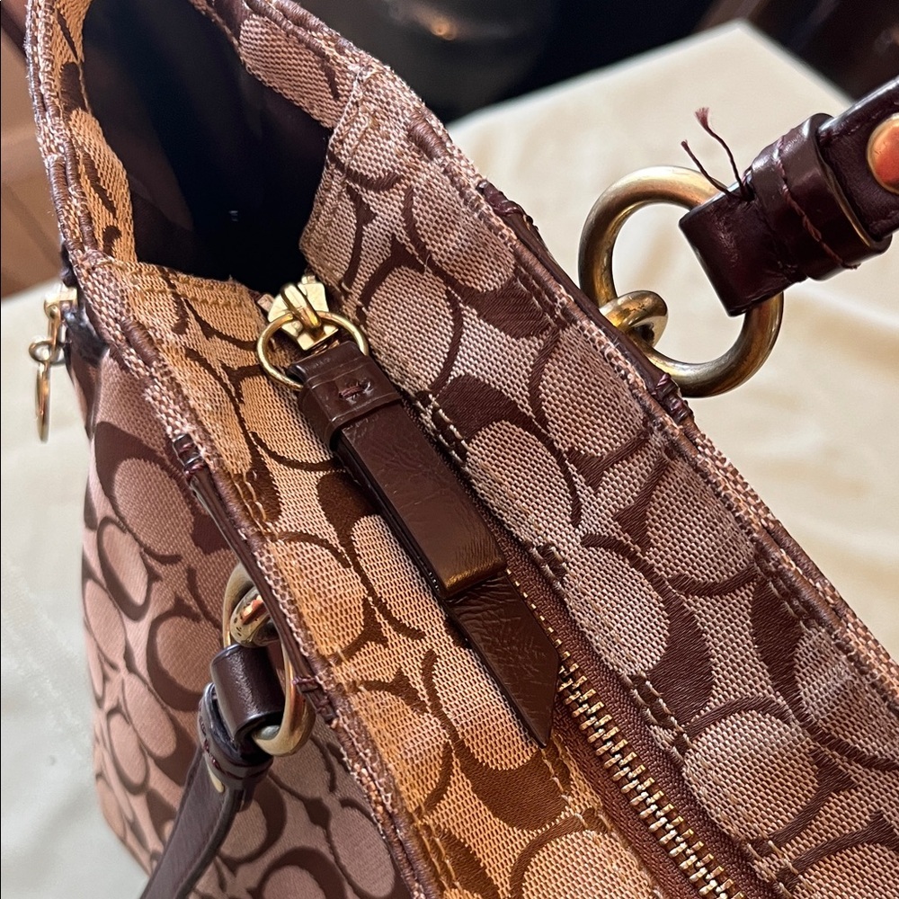 Coach Tan and dark brown Signature Tote - Picture 10 of 13